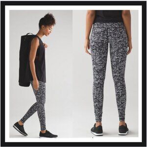 Lululemon Wunder Under Pant III Iced Wave White Black Leggings Low Rise